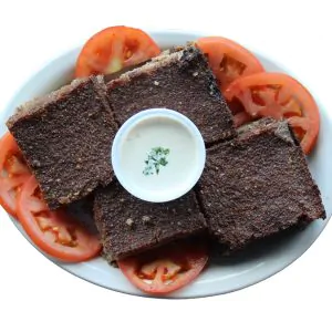 Baked Kibbie with Tahini Sauce